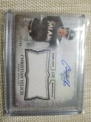 Christian Yelich 2015 Topps Certified Autograph Game - Relic 91/99.  Hot