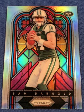 2018 Panini Prizm Sam Darnold Rc Stained Glass Refractor Jets Rookie 9 Rookie