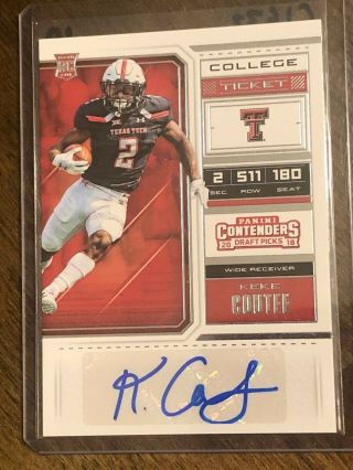 C1632 Keke Coutee 2018 Panini Contenders Auto Texas Tech College Ticket