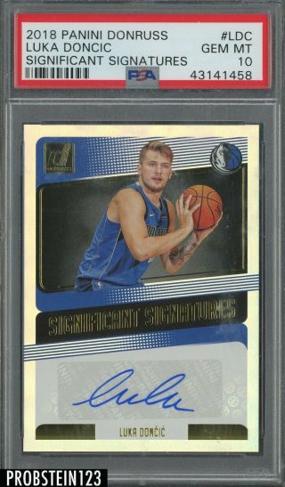 2018 - 19 Donruss Significant Signatures Luka Doncic Rc Rookie Signed Auto Psa 10