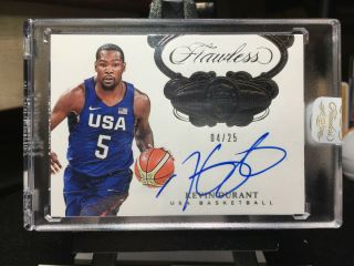 2017 - 18 Flawless Kevin Durant Team Usa Basketball Autograph 4/25 Auto