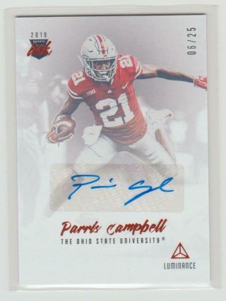 Parris Campbell 2019 Panini Luminance Rookie Auto Sp Parallel 06/25 Colts