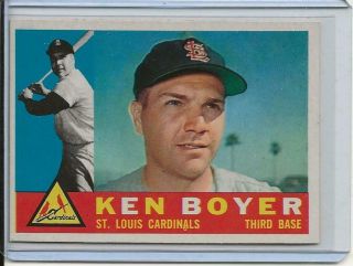 1960 Topps Baseball Card Ken Boyer H/o/f St Louis Cardinals Near 485