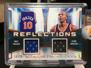 2018 Leaf In The Game Walt Frazier Clyde Drexler Jersey Reflections 16/20