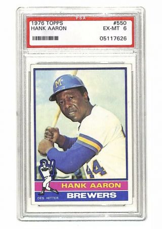 1976 Topps 550 Hank Aaron Vintage Card Psa 6 Brewers