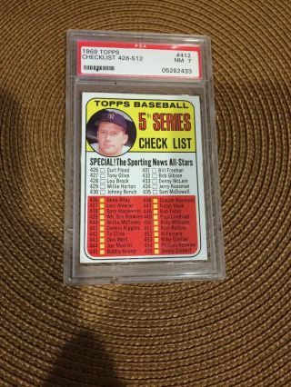 1969 Topps Mickey Mantle York Yankees 412 Baseball Card Psa Nm 7