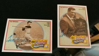 Two Ted Williams Autograph Hand Signed Cards Signature Auto Signature