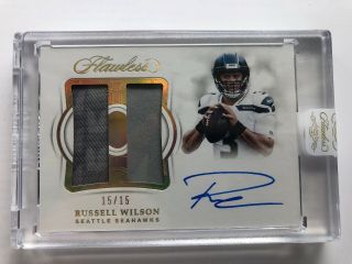 2018 Panini Flawless Russell Wilson Dual Patch Auto 15/15 Seahawks