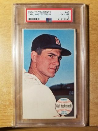 1964 Topps " Giants " Carl Yastrzemski Hof Psa 6 Ex - Mt Boston Red Sox Card 48