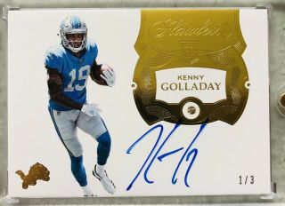 Kenny Golladay 2017 Flawless Rc Rookie On Card Auto Canary Yellow Diamond 1/3