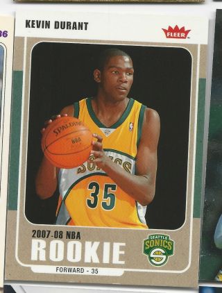 2007 Kevin Durant Fleer Rc Rookie 212 Glossy 2007 - 08 Nba Official Basketball