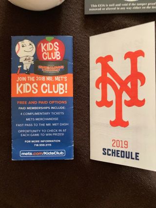 MR.  MET NY METS MASCOT SIGNED BASEBALL With 2018 & 2019 Pocket Team Schedule 4