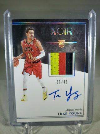 33/99 Trae Young 2018 - 19 Panini Noir Autograph Rookie Patch Auto True Rpa Hawks