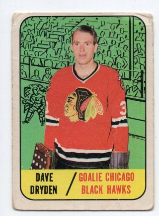 1x Dave Dryden 1967 68 Topps 57 Rc Rookie Gvg Chicago Black Hawks