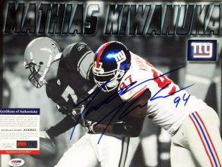 York Giants Mathias Kiwanuka Signed 11x14 Photo Psa/dna Ac68813