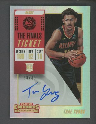 2018 - 19 Contenders The Finals Ticket Trae Young Hawks Rc Rookie Auto 38/49