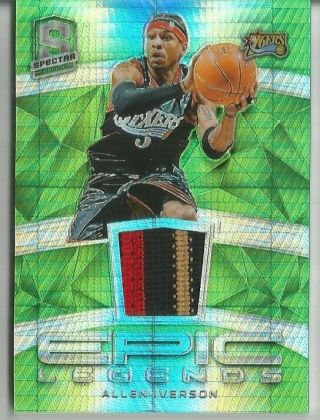 2018 - 19 Panini Spectra Allen Iverson Game - Worn 3clr Patch Green Sp /25 76ers