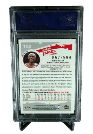 2005 Topps Chrome Refractor Basketball Card LEBRON JAMES 102 PSA 9 Cleveland Ca 2
