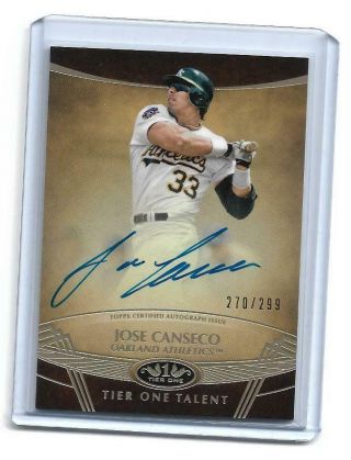 Jose Canseco 2019 Topps Tier 1 One Auto Autograph On Card Athletics /299
