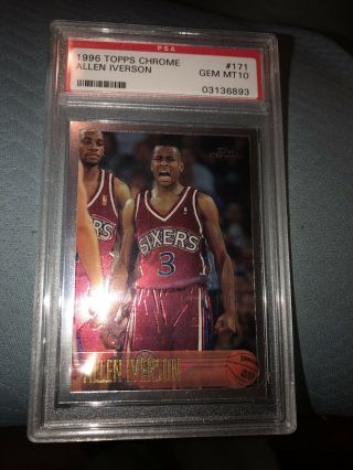 1996 - 1997 Topps Chrome Allen Iverson Philadelphia 76ers 171 Basketball Card