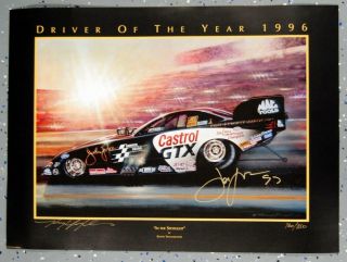 Nhra Funny Car 27.  5 " X20 " Print Poster Signed By John Force & Kenny Youngblood