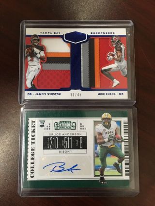 2018 Plates & Patches Jameis Winston Mike Evans 30/45 Contenders Bruce Anderson