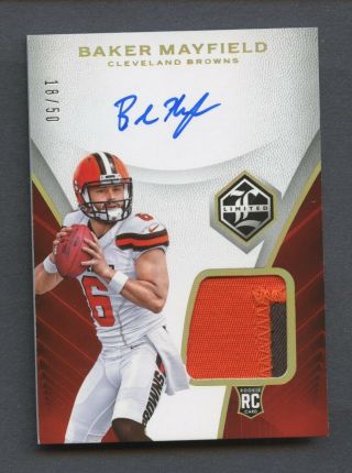 2018 Limited Baker Mayfield Browns Rpa Rc Rookie Patch Auto 18/50