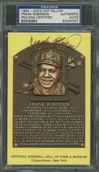 Frank Robinson Signed Yellow Hof Plaque Postcard Psa/dna Certified Auto Orioles