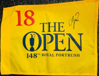 Justin Rose Signed Autograph 2019 British Open Golf Flag Royal Portrush Auto