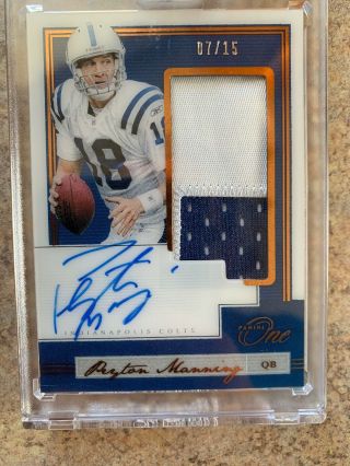 Peyton Manning 2018 Panini One Autograph Auto 2 Color Patch /15
