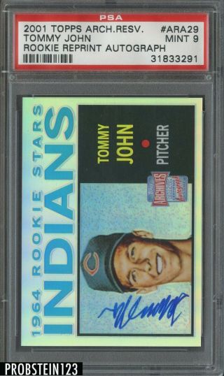 2001 Topps Archives Reserve Rc Retro Tommy John Signed Auto Psa 9