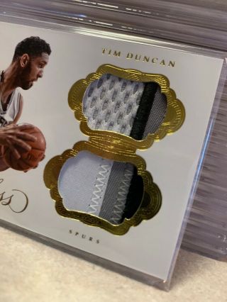 2016 - 17 Flawless Tim Duncan Game Worn 3 Color Patch /10 Gold Spurs 2