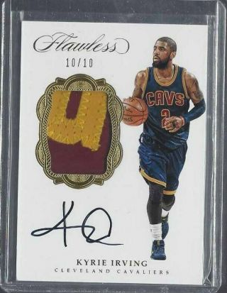 Kyrie Irving 2016 - 17 Flawless Gold Nameplate 2 Color Patch On Card Auto D 10/10