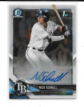 2018 Bowman Chrome Nick Schnell Rc Auto On Card Autograph Rays