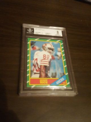 1986 Topps Jerry Rice 161 Rookie Card Rc Sf 49ers Hof Beckett Graded 8 Nm - Mnt