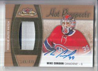 15/16 Fleer Showcase Mike Condon Rc Sp Rookie Jersey Patch Auto /499 159 2cl