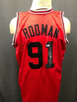 Dennis Rodman 91 Chicago Bulls Jersey Signed Auto Sz Xl Beckett Bas Hof