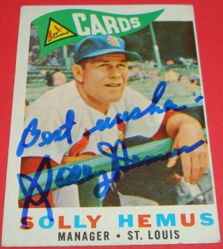 1960 Topps 218 Solly Hemus Bw Hand Signed Auto Autograph Guaranteed Authentic