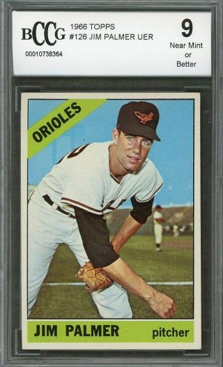 1966 Topps 126 Jim Palmer Baltimore Orioles Rookie Card (centered) Bgs Bccg 9