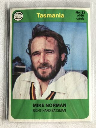 Scanlens 1978 Cricket Card 53 Mike Norman