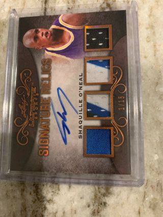 2019 Leaf Ultimate Sports Shaquille O’neal Auto Quad Patch 1/15