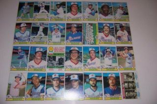 1979 Topps Atlanta Braves Complete Team Set Of 28 Cards Bob Horner Niekro Aaron