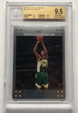 Kevin Durant Rc 2007 - 08 Topps Chrome Basketball Rookie Card 131 Bgs 9.  5 Gem Wow