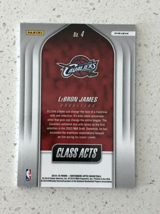 LeBron James 2018 - 19 Contenders Optic Class Acts Red Cracked Ice Lakers 2