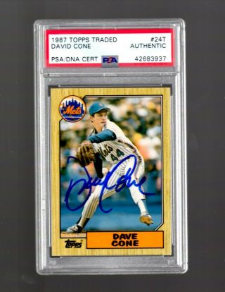 David Cone Signed Autograph 1987 Topps Traded Rookie Psa/dna Slabbed Authentic