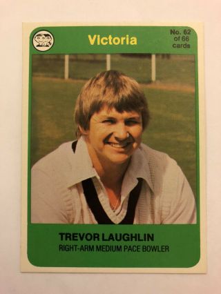 1978 Scanlens Cricket Card Victoria 62 Trevor Laughlin