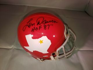 Len Dawson Signed Mini Helmet Dallas Texans Quarterback Hall Of Fame Chiefs L3