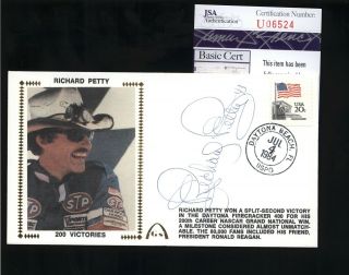 Richard Petty Hof Racing Signed " 200 Victories " Cachet Fdc Cover - Jsa