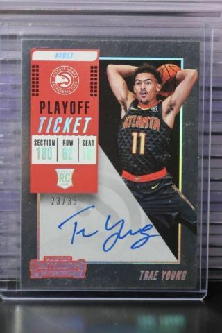 2018 - 19 Contenders Trae Young Playoff Ticket Rc Auto Autograph 23/35 Hawks Klu