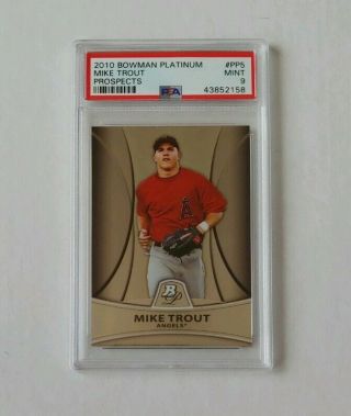Mike Trout 2010 Bowman Platinum Prospects Rookie Card Rc Pp5 Graded Psa 9 Angles